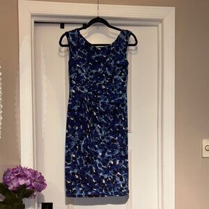 Dressbarn Gathered Printed Stretch-Jersey Midi Dress - Size 6P